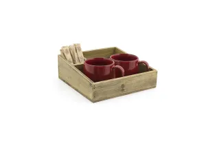 FOH Square Rustic Wood Accessory Holder, Natural, 8.25", 4 ct