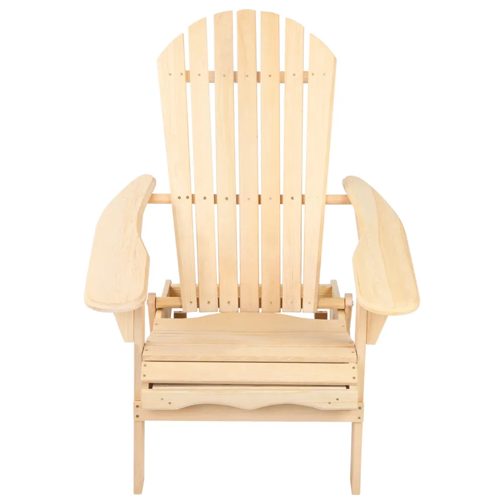 Foldable Wooden Adirondack Chair with Ottoman, Gardeon