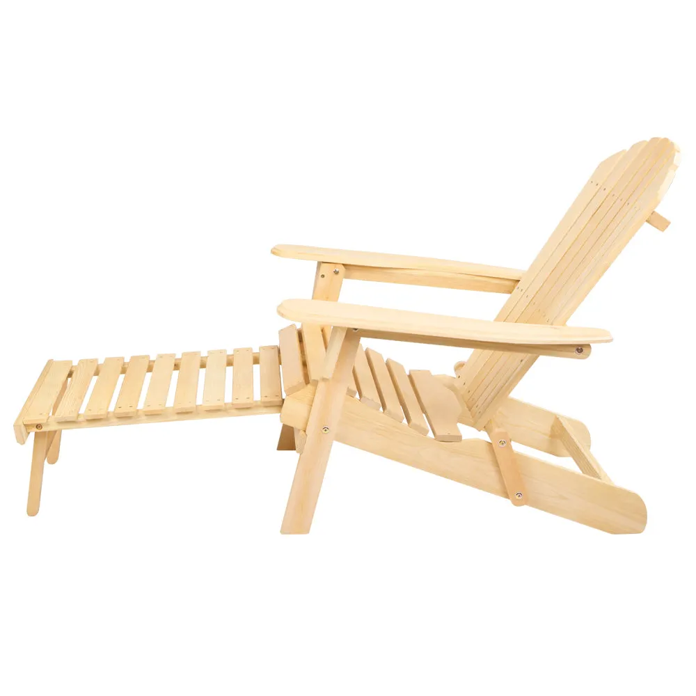 Foldable Wooden Adirondack Chair with Ottoman, Gardeon