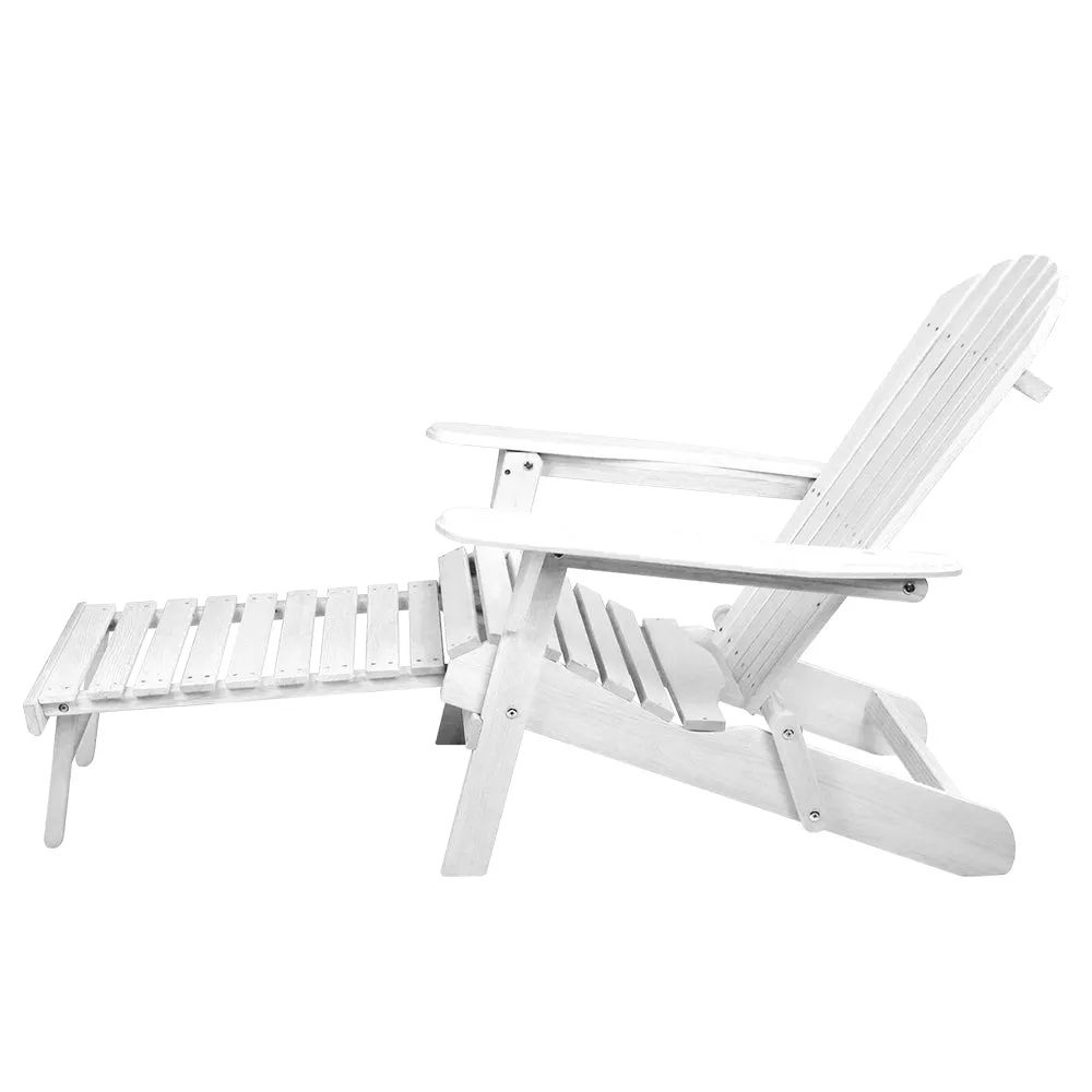 Foldable Wooden Adirondack Chair with Ottoman - Gardeon
