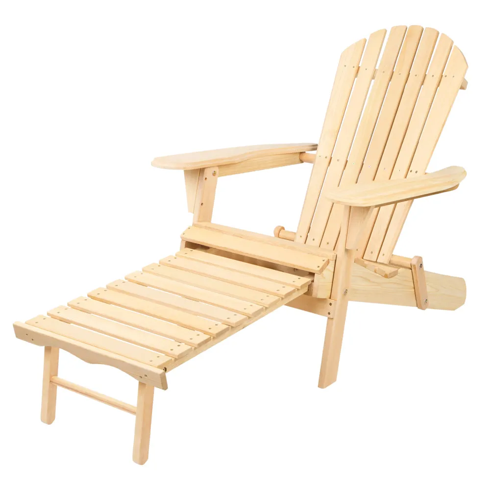 Foldable Wooden Adirondack Chair with Ottoman, Gardeon