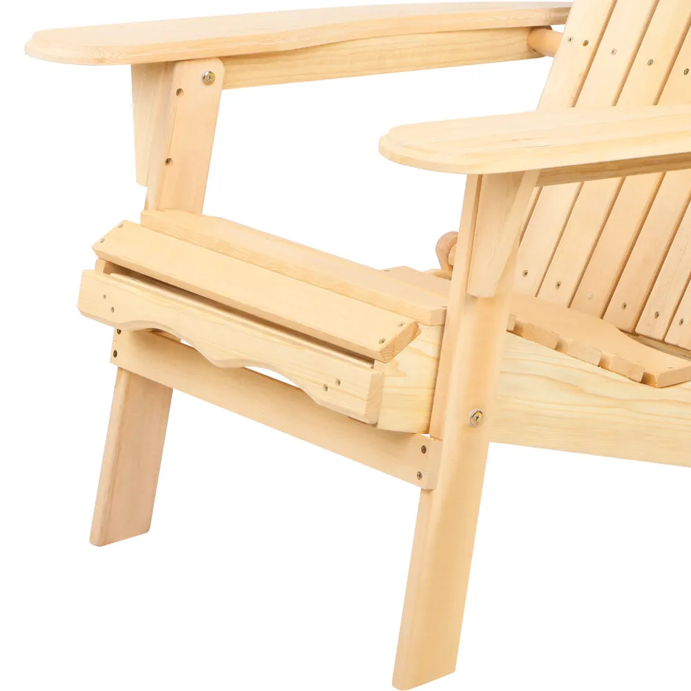 Foldable Wooden Adirondack Chair with Ottoman, Gardeon