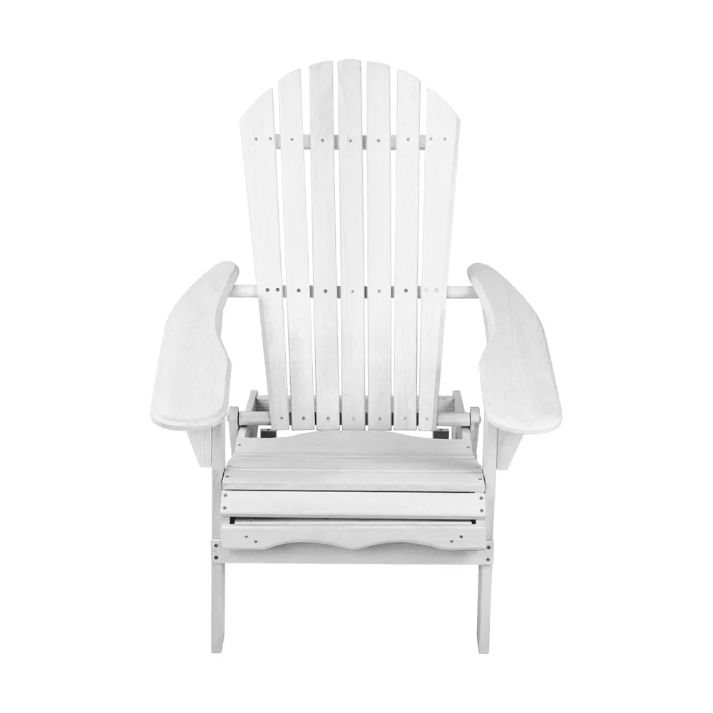 Foldable Wooden Adirondack Chair with Ottoman - Gardeon