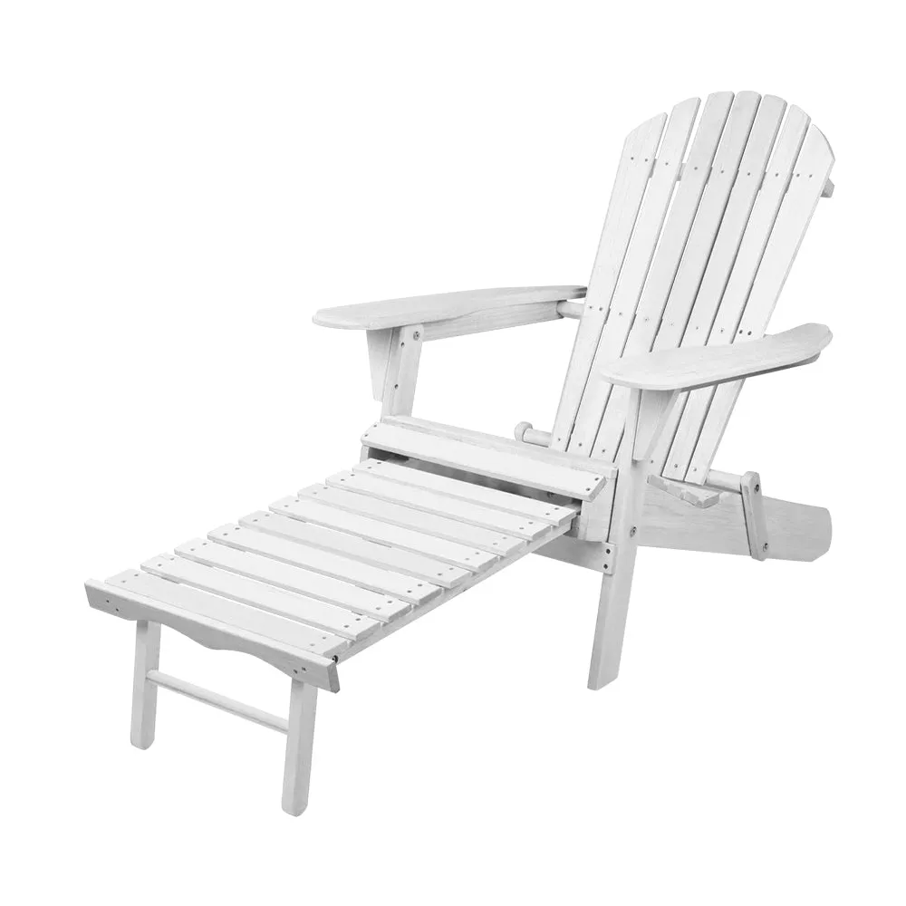 Foldable Wooden Adirondack Chair with Ottoman - Gardeon