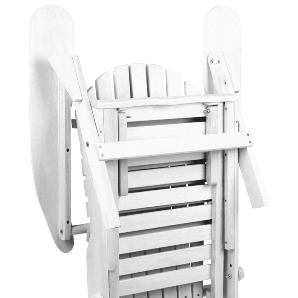 Foldable Wooden Adirondack Chair with Ottoman - Gardeon