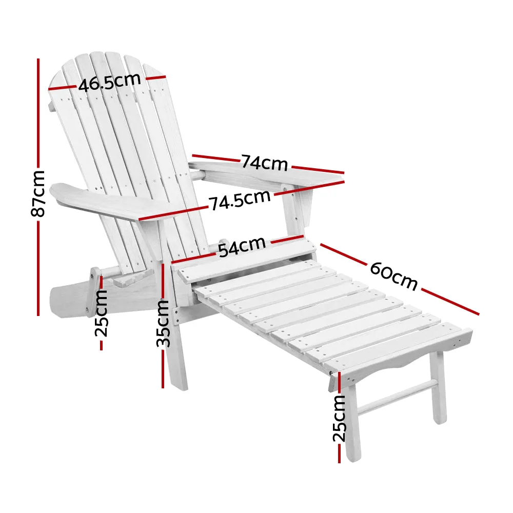 Foldable Wooden Adirondack Chair with Ottoman - Gardeon