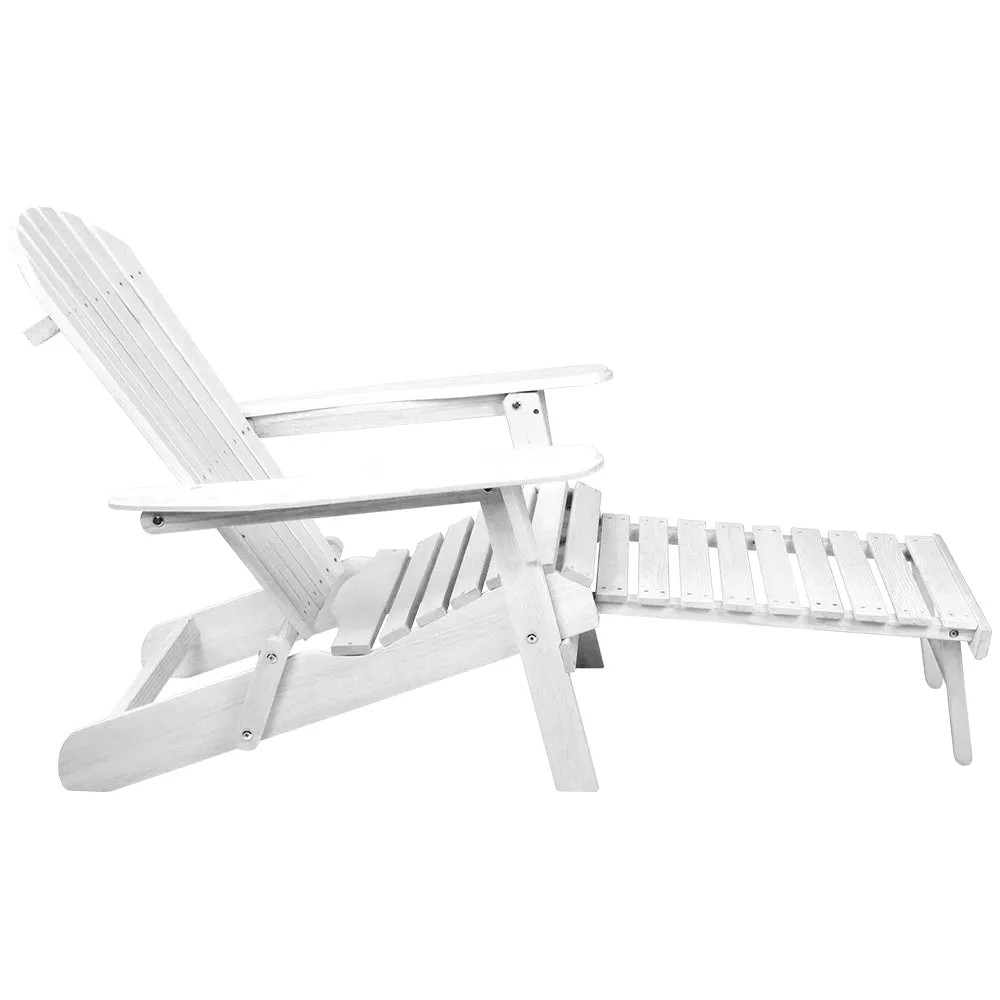 Foldable Wooden Adirondack Chairs with Footstool Set - Gardeon