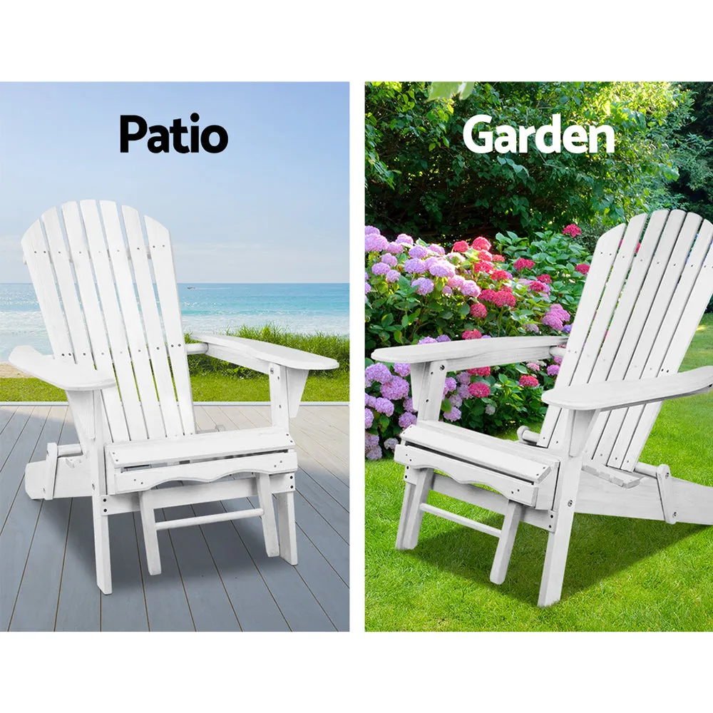 Foldable Wooden Adirondack Chairs with Footstool Set - Gardeon