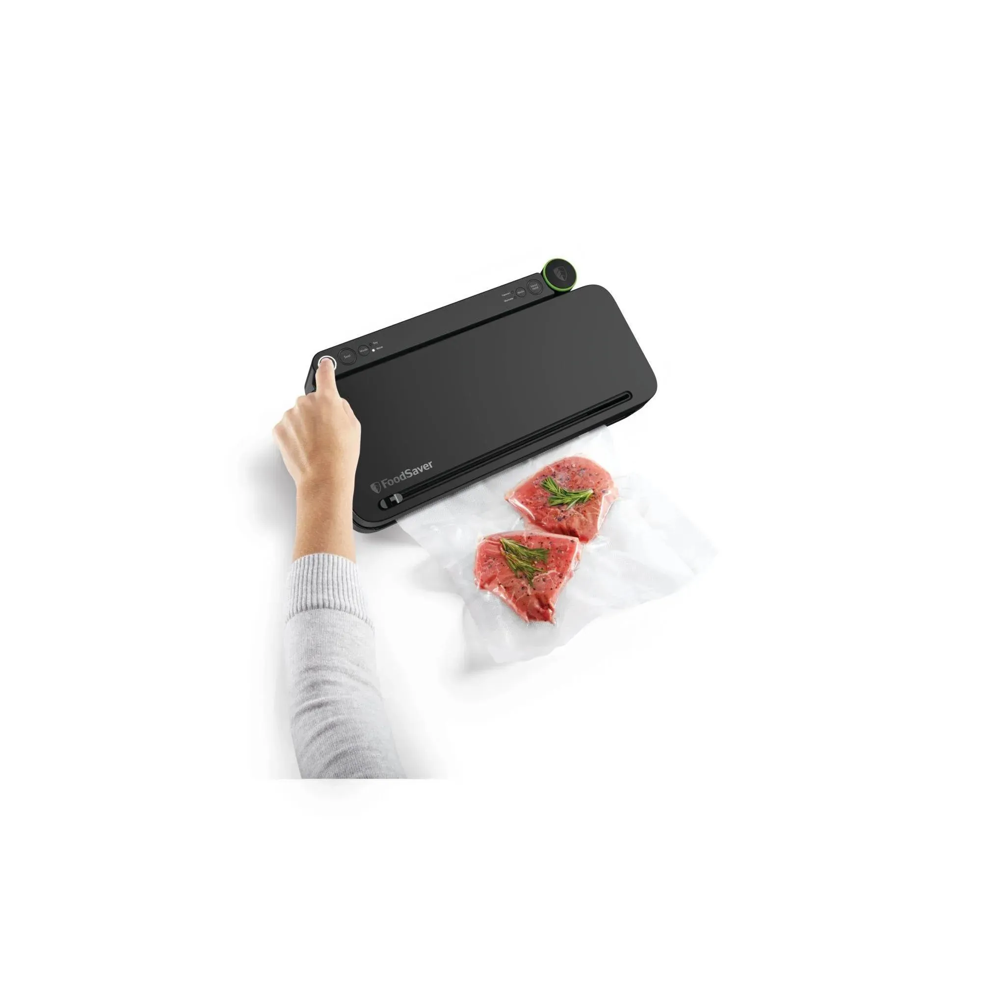 FoodSaver Premier Vacuum Sealer with Dry/Moist/Marinate Modes, Roll Storage and Cutter Bar, and Bags and Roll Starter Kit - Black