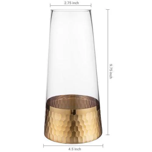 Glass Vase with Golden Honeycomb Base