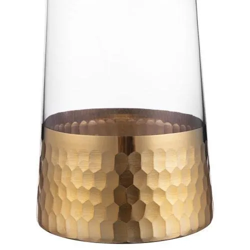 Glass Vase with Golden Honeycomb Base