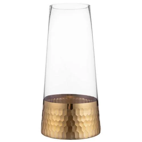 Glass Vase with Golden Honeycomb Base