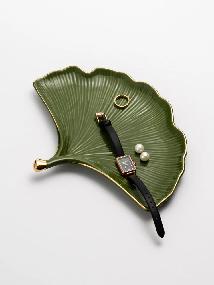 Gold Leaf Ceramic Catch All Tray