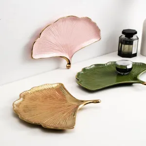 Gold Leaf Ceramic Catch All Tray