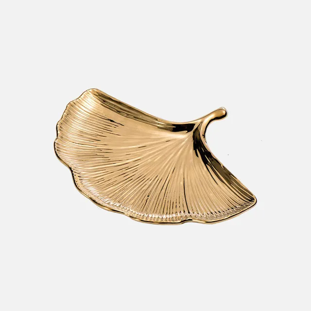 Gold Leaf Ceramic Catch All Tray