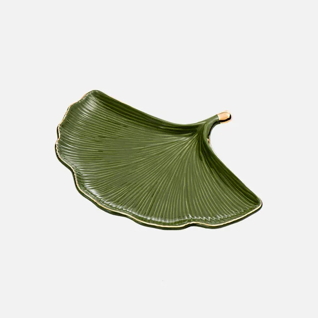 Gold Leaf Ceramic Catch All Tray