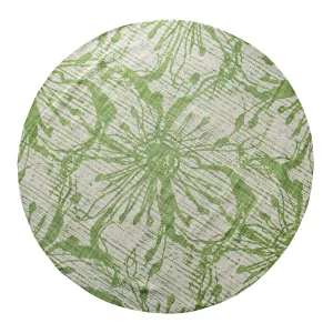 Green Flower Outdoor Round Rug 180cm