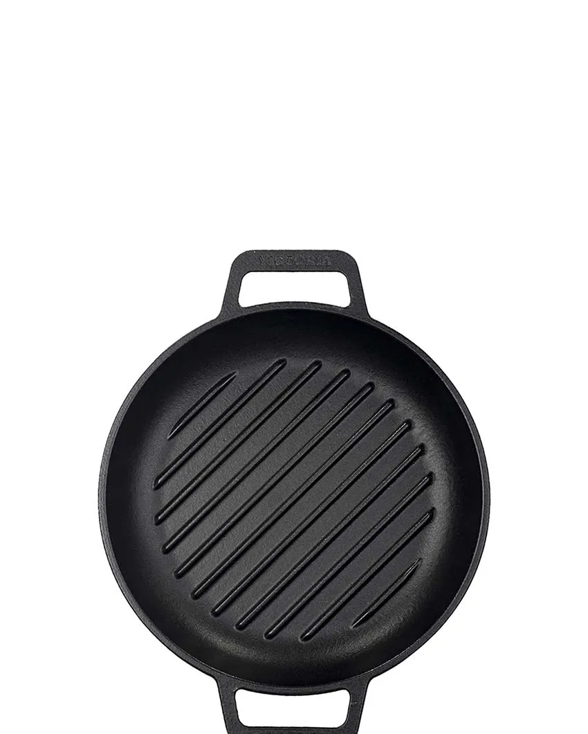 Grill Skillet Pan Double Handle | Safe For All Cooktops | 10 x 13 x 2 inches