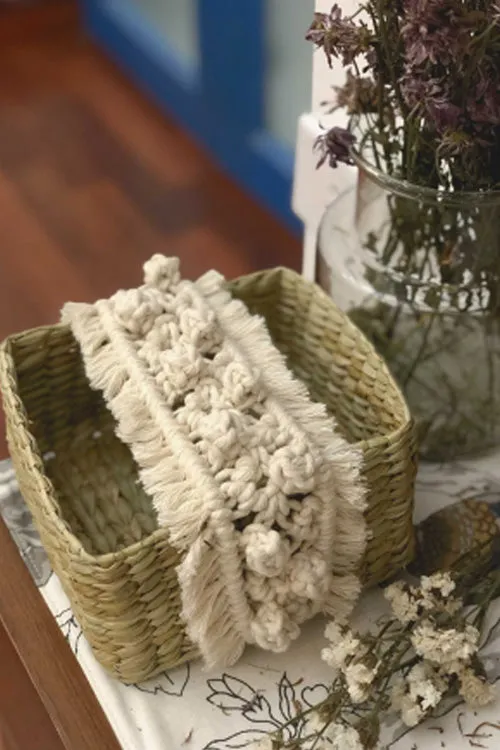 Handcrafted Reed Spa Basket With Macrame Detailing- Dreamy