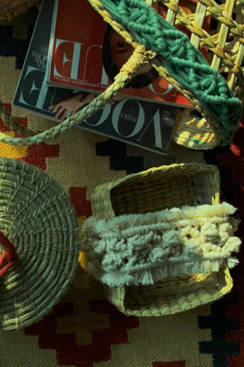 Handcrafted Reed Spa Basket With Macrame Detailing- Dreamy