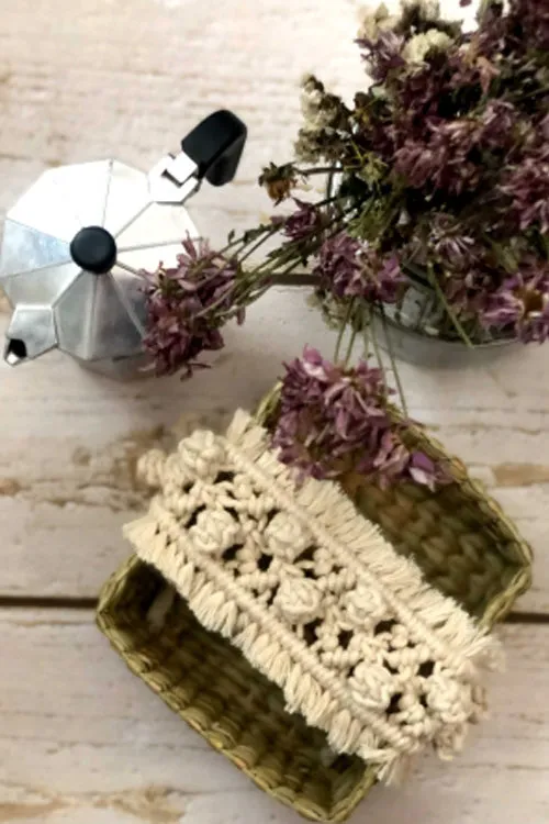 Handcrafted Reed Spa Basket With Macrame Detailing- Dreamy