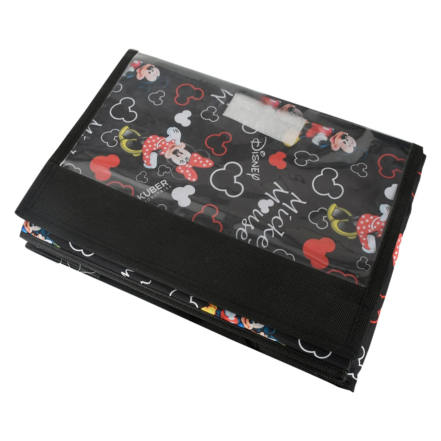 Heart Home Disney Minnie Storage Box|Non-Woven Foldable Large Storage Organizer for Toys|Cloths with Transparent Lid & Handle (Black)