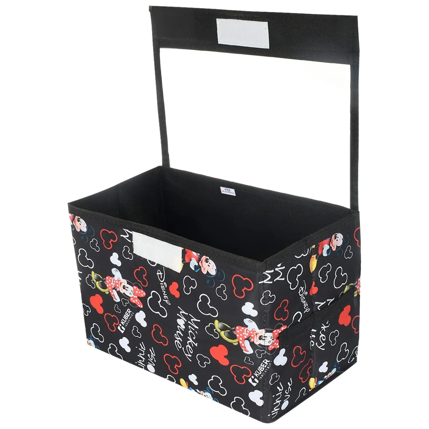 Heart Home Disney Minnie Storage Box|Non-Woven Foldable Large Storage Organizer for Toys|Cloths with Transparent Lid & Handle (Black)