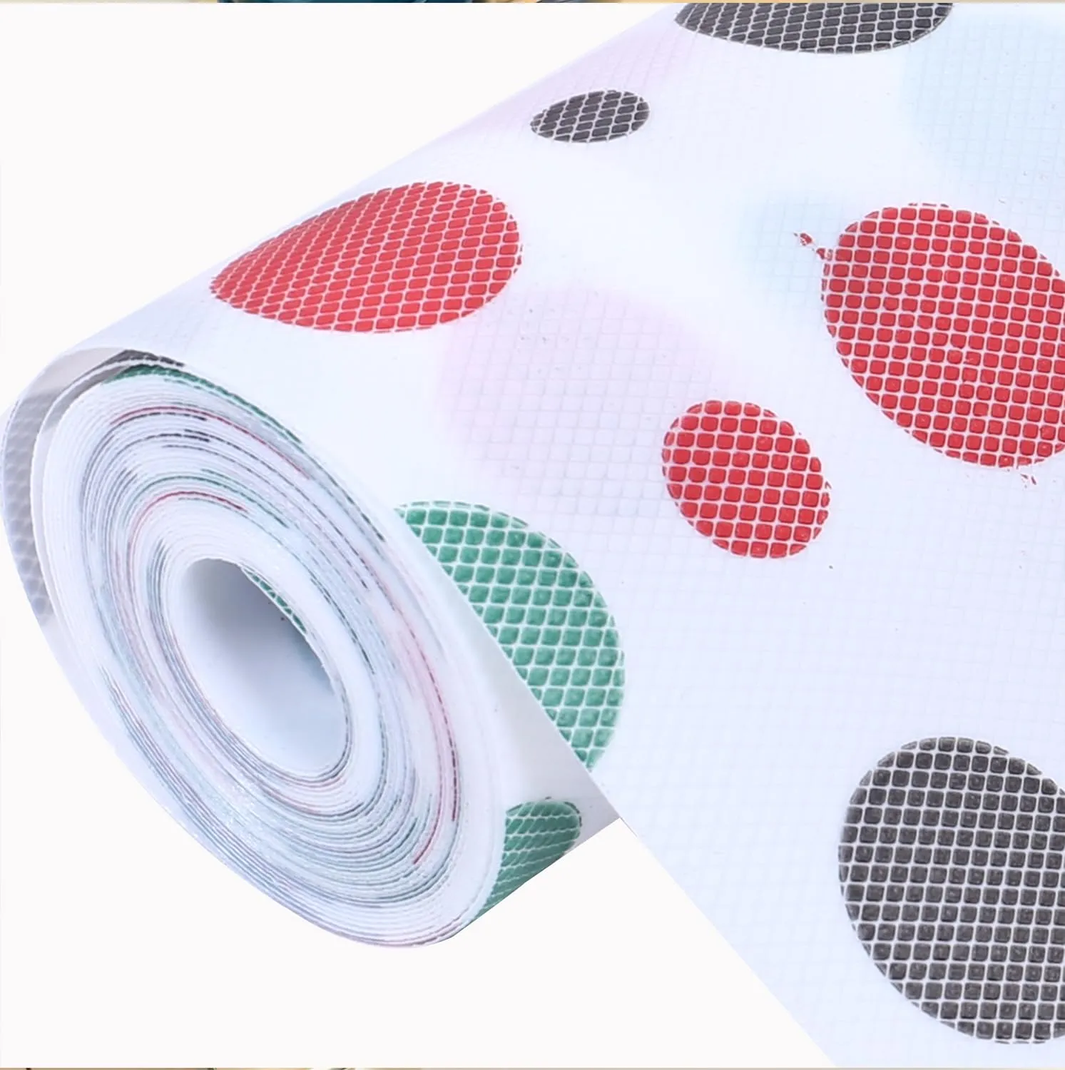 Heart Home Shelf Liner | EVA Kitchen Cabinet Shelf Mat | Anti-Slip Bathroom Mat | Fridge Mat | Table Mat | Multi Dot Print Wardrobe Mat | 1.5 Meter | Pack of 2 | White