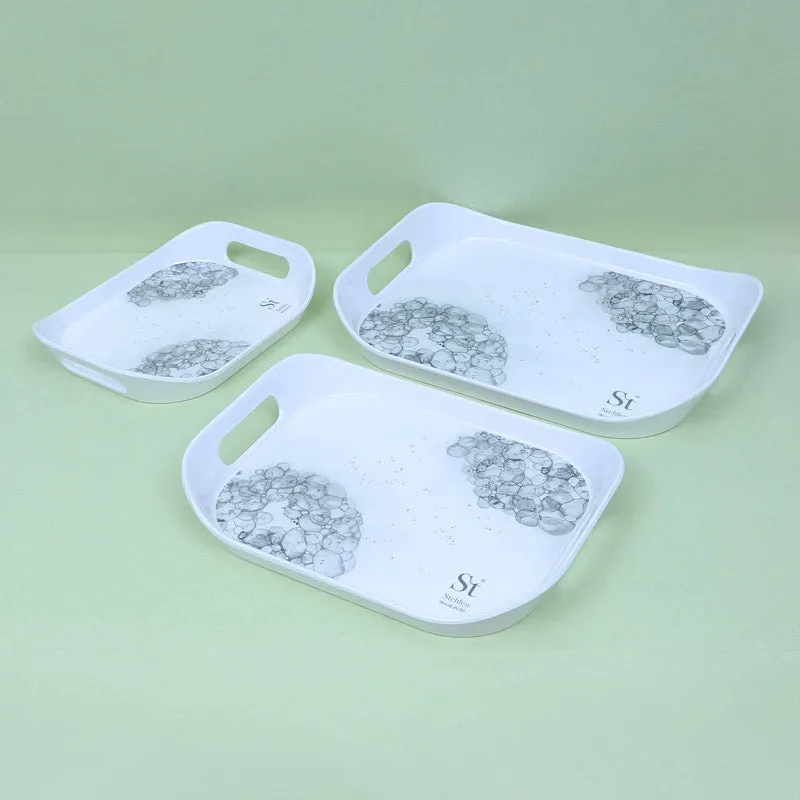 Hydrangea Florae Serving Tray (Grey) - Set Of Three