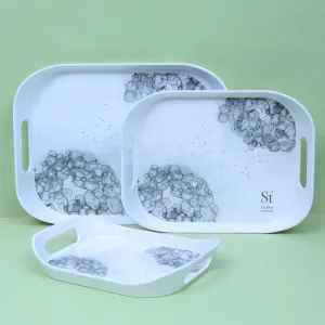 Hydrangea Florae Serving Tray (Grey) - Set Of Three