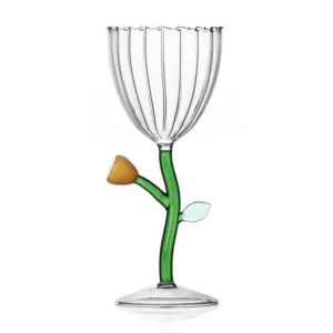 Ichendorf Botanica optical stemmed glass amber flower by Alessandra Baldereschi