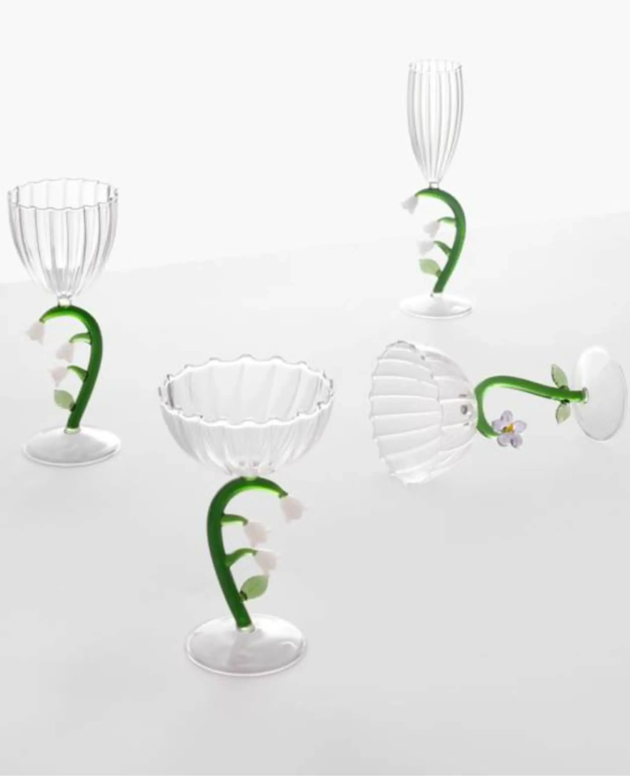 Ichendorf Botanica set 6 optical stemmed glasses mix by Alessandra Baldereschi