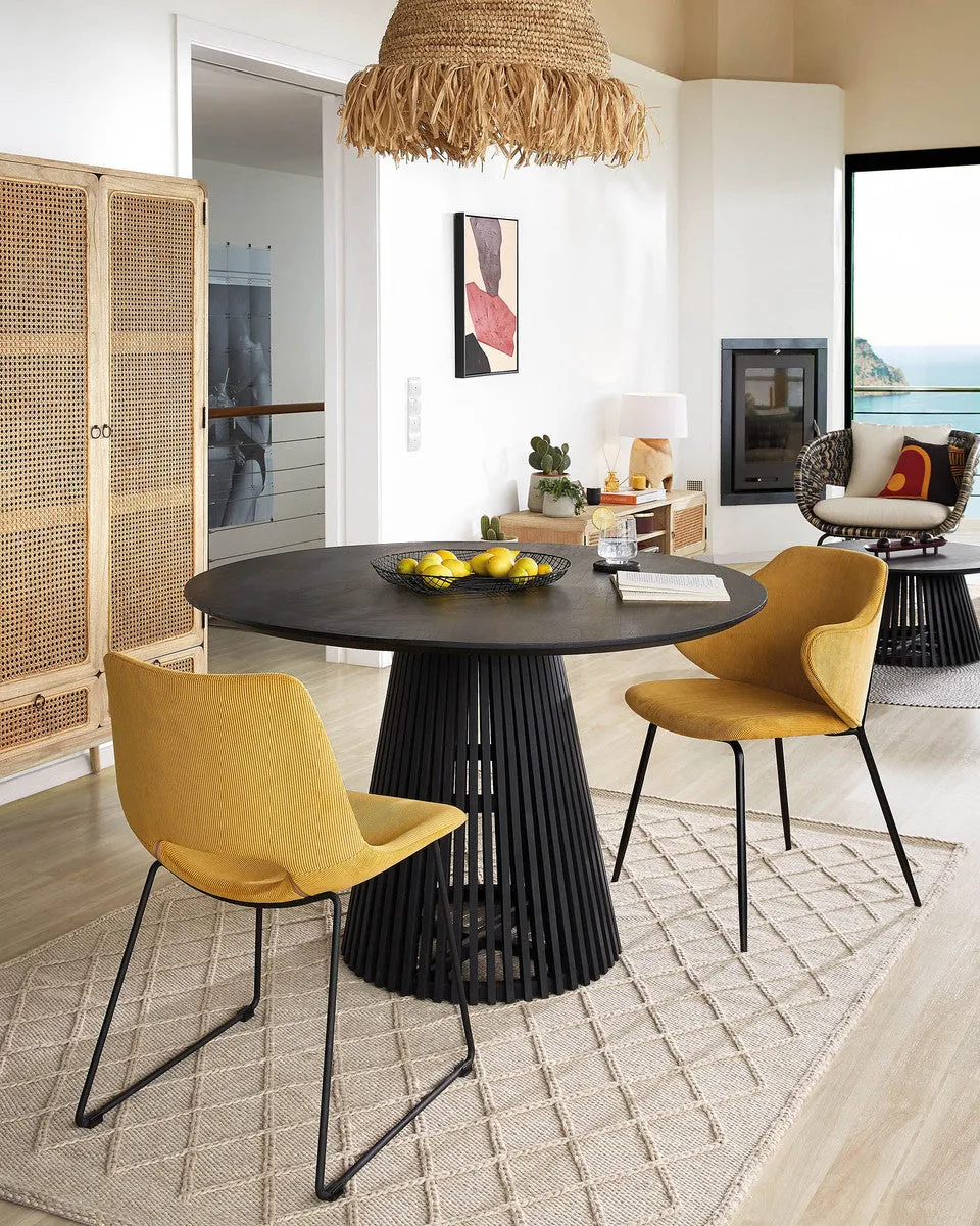 Irune Solid Timber Round Dining Table - Black