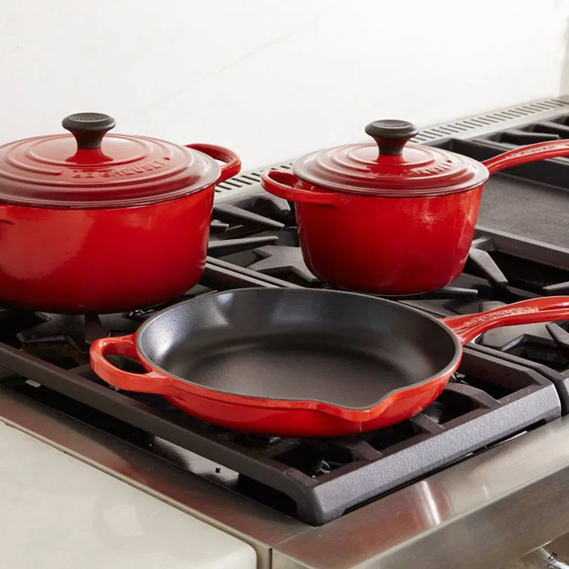 Le Creuset Signature Enameled Cast Iron Skillet, 10.25-Inches, Cerise
