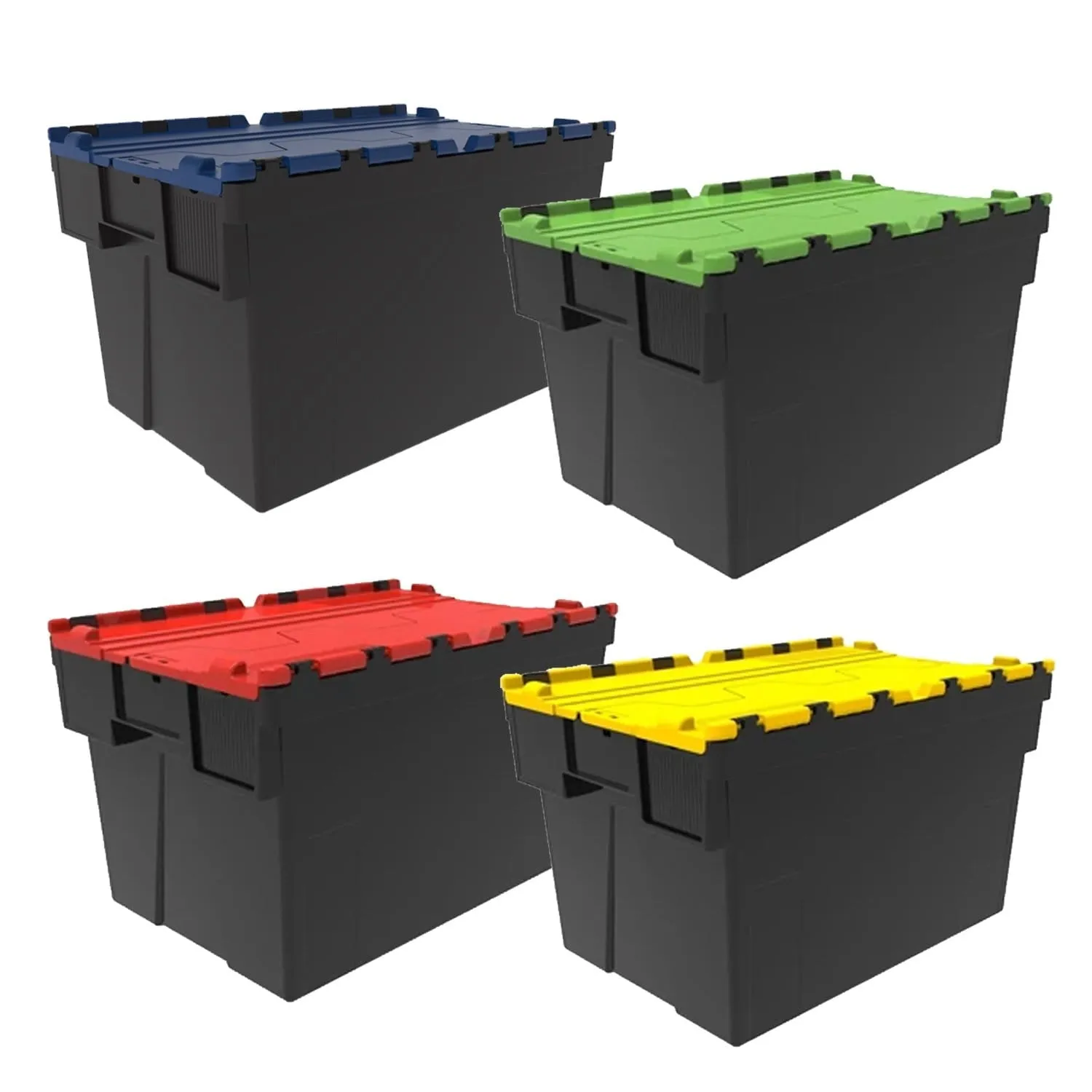 Loadhog Heavy Duty Plastic Storage Container with lid Pack of 85 (Four Colours)