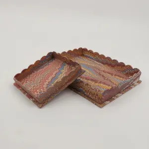 Marbled Scalloped Tray Set, Peach