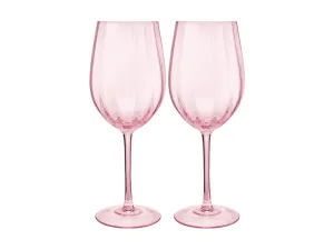 Maxwell & Williams Wicked Pink Goes Good With Green Ribbed Wine Glasses - Glinda Set of 2