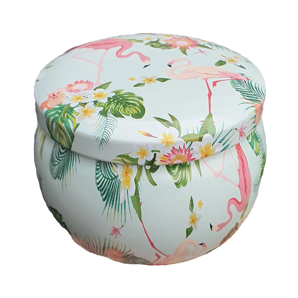 Mini Tin Storage Round Container - Flamingo