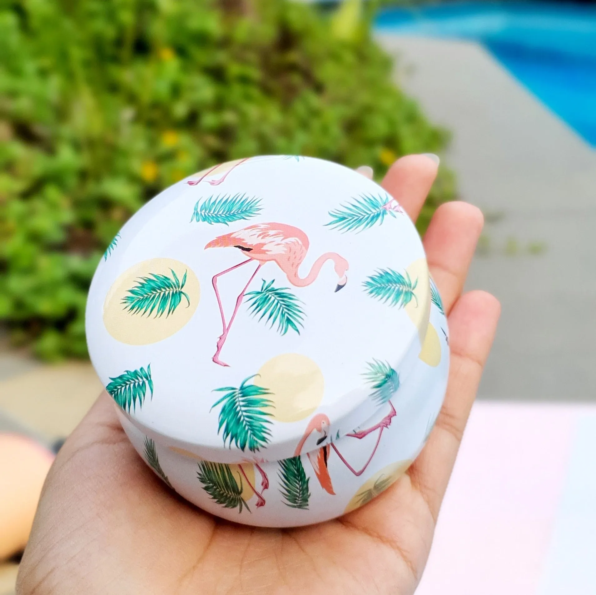 Mini Tin Storage Round Container - Flamingo