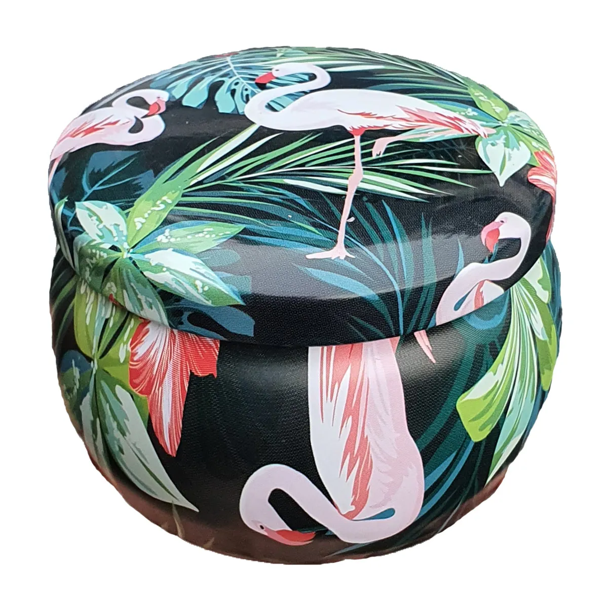 Mini Tin Storage Round Container - Flamingo