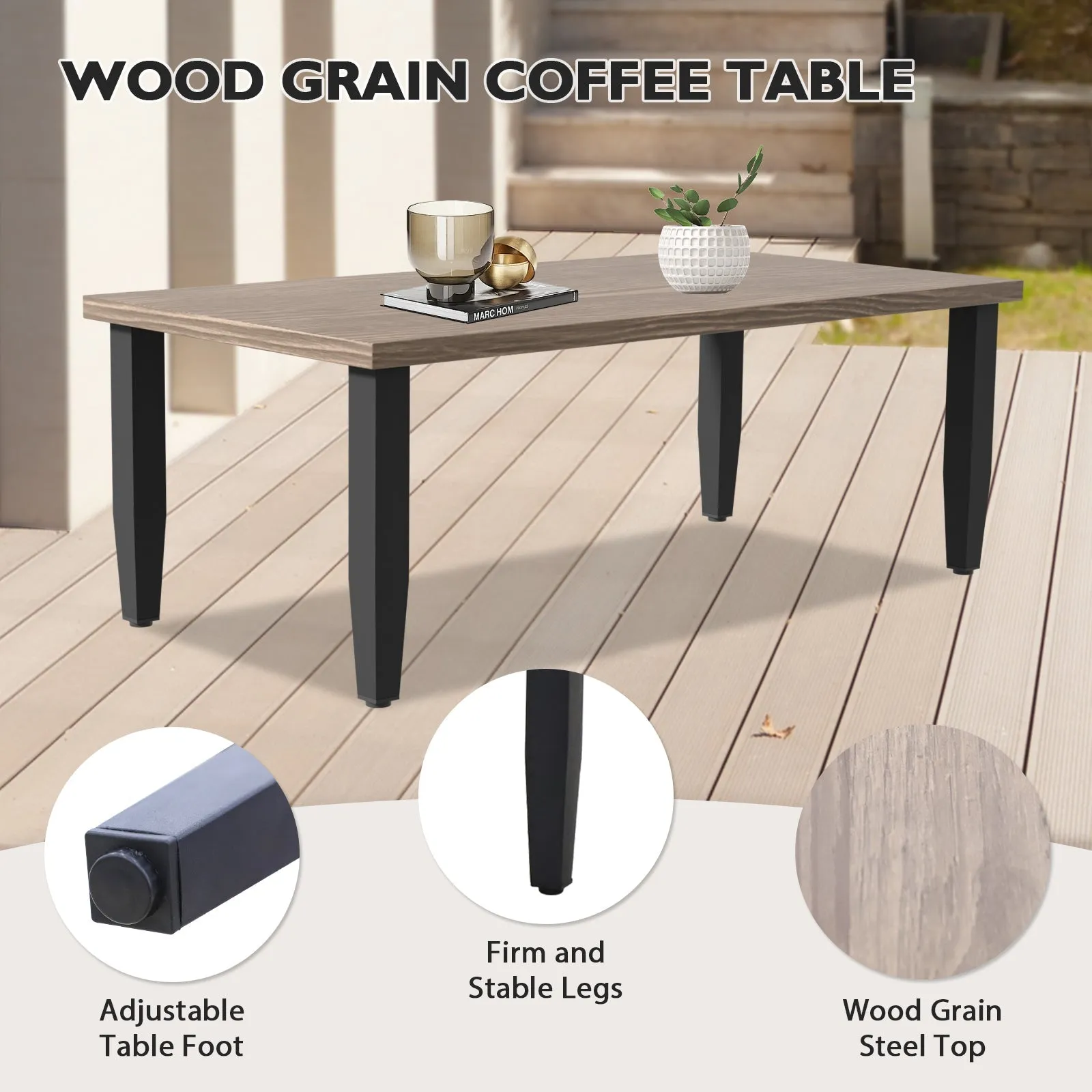 Modern Wicker Outdoor Patio Furniture Set, 2 Patio Chairs, 2 Swivel Rocker Chairs, 3-Seat Sofa, Loveseat, Coffee Table and Side Table, 8 Pieces, Brown/Gray