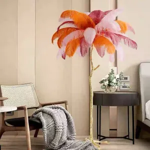 Nordic Personality Home Decor Ostrich Feather Foor Lamp Living Room Bedroom Standing Lamps Luxury Design Sense Floor Table Light