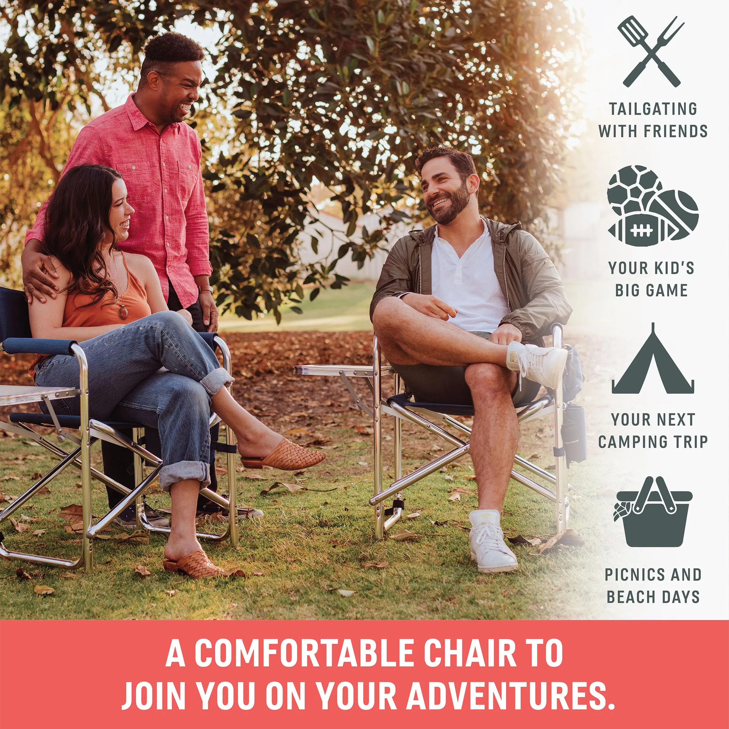ONIVA - a Picnic Time brand - Sports Chair with Side Table, Beach Chair, Camp Chair for Adults, (Purple)