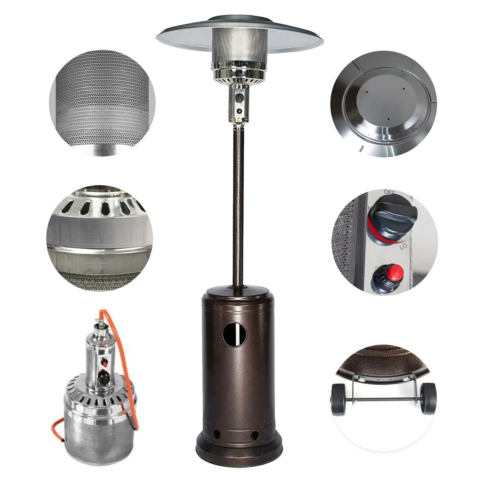 Outdoor Backyard Propane Patio Heater With Wheel