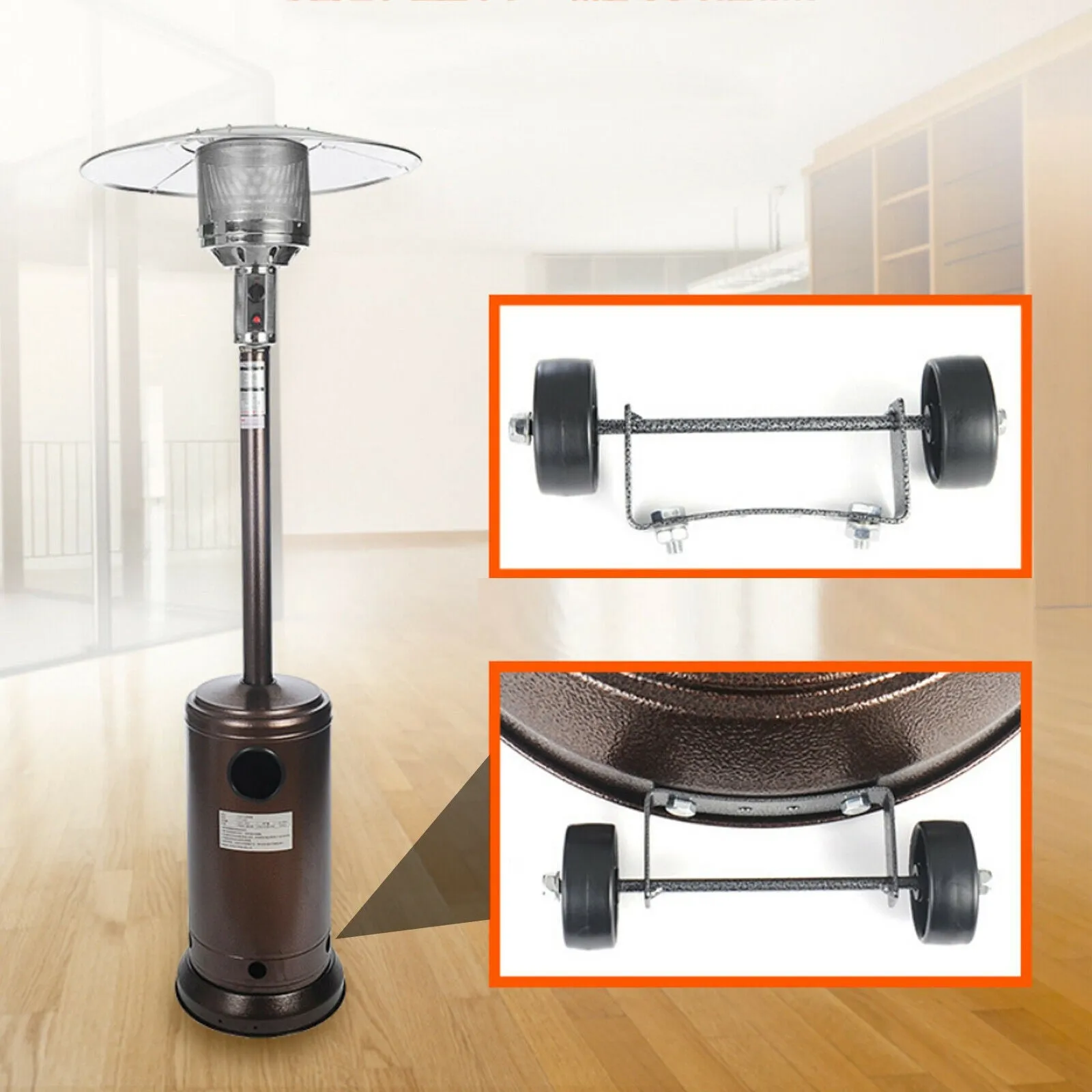 Outdoor Backyard Propane Patio Heater With Wheel