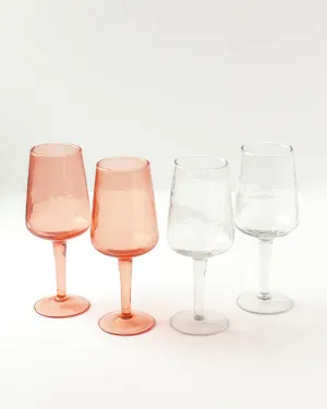 Pair of Hammered Wine Glasses | Handblown in India