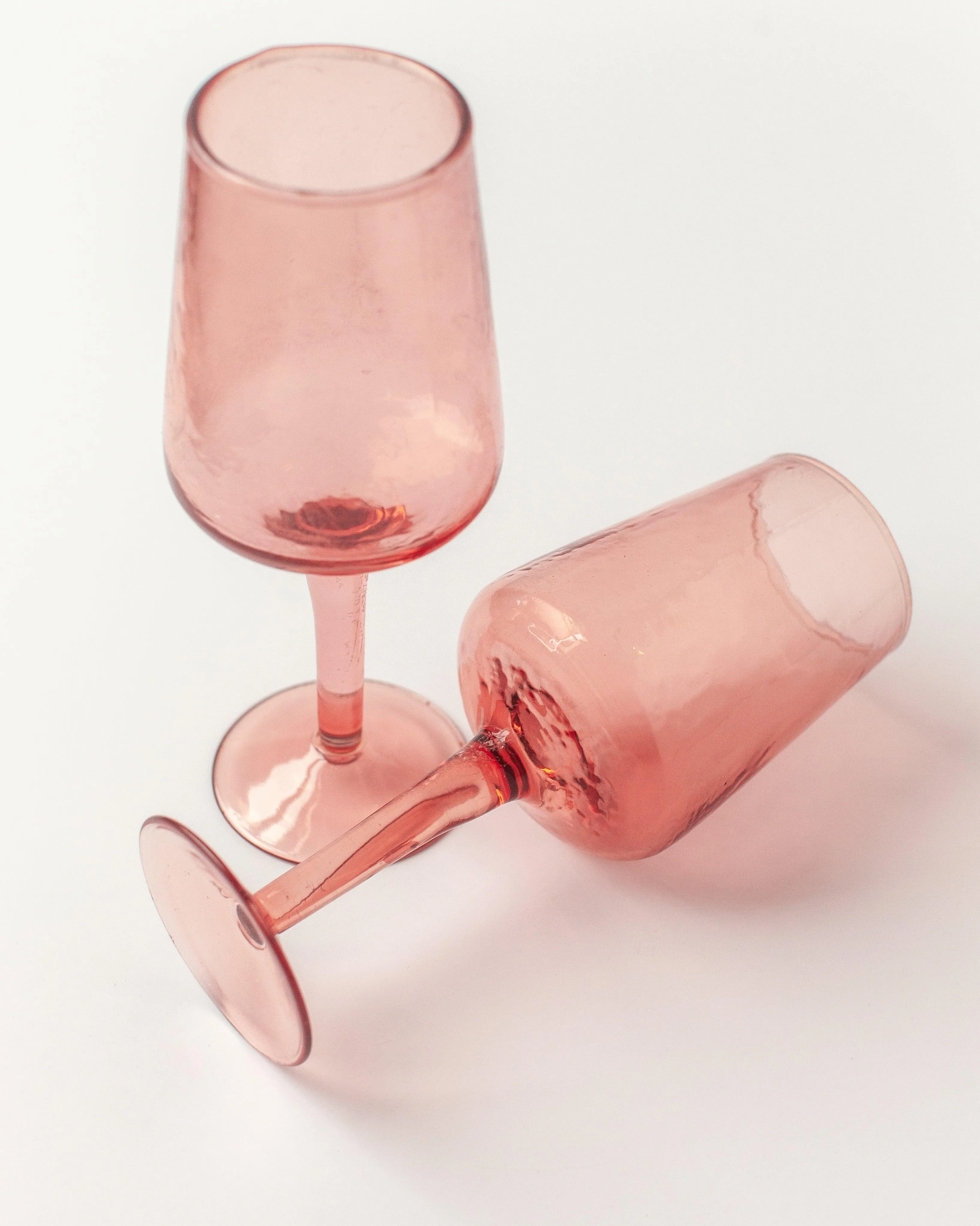 Pair of Hammered Wine Glasses | Handblown in India