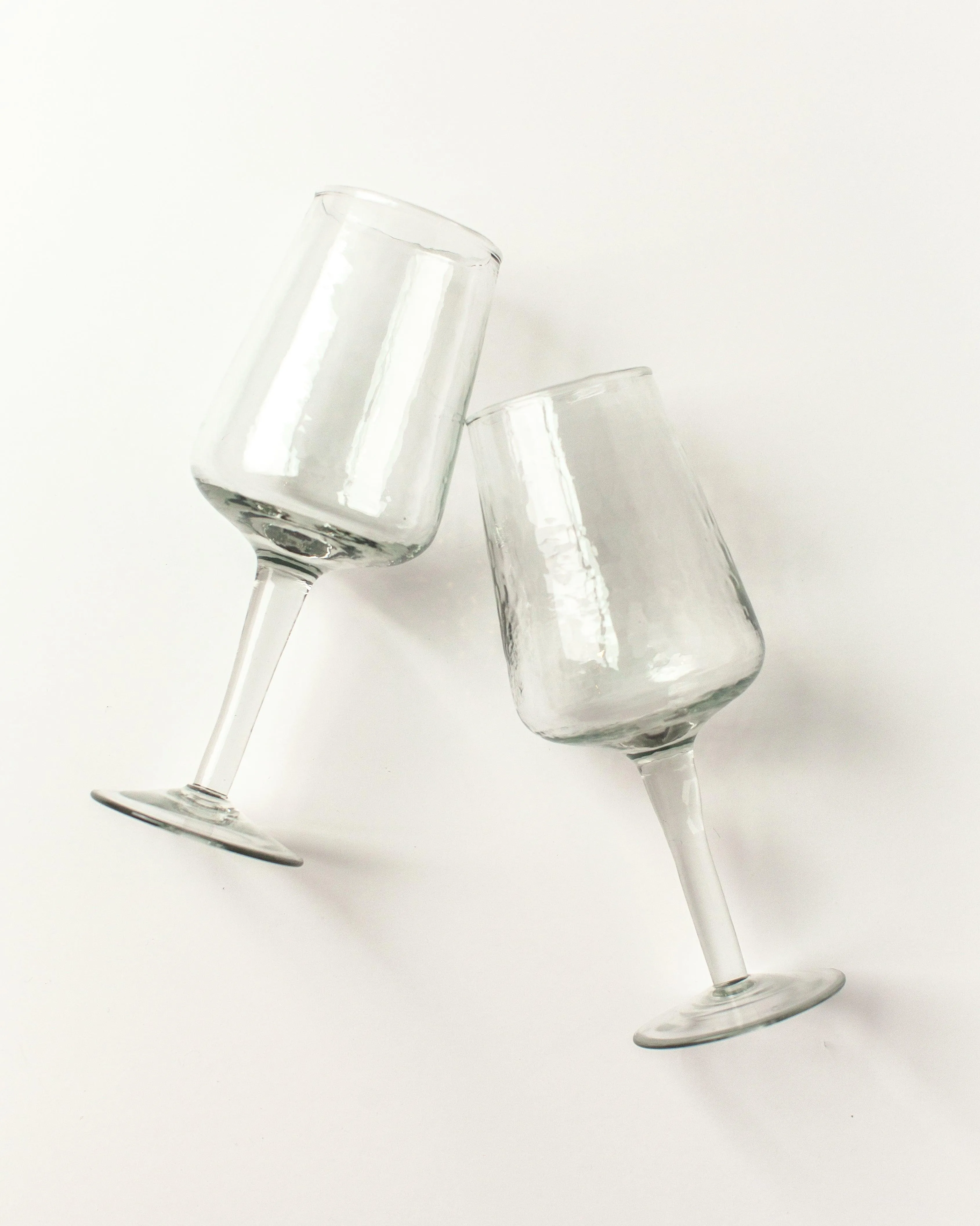 Pair of Hammered Wine Glasses | Handblown in India