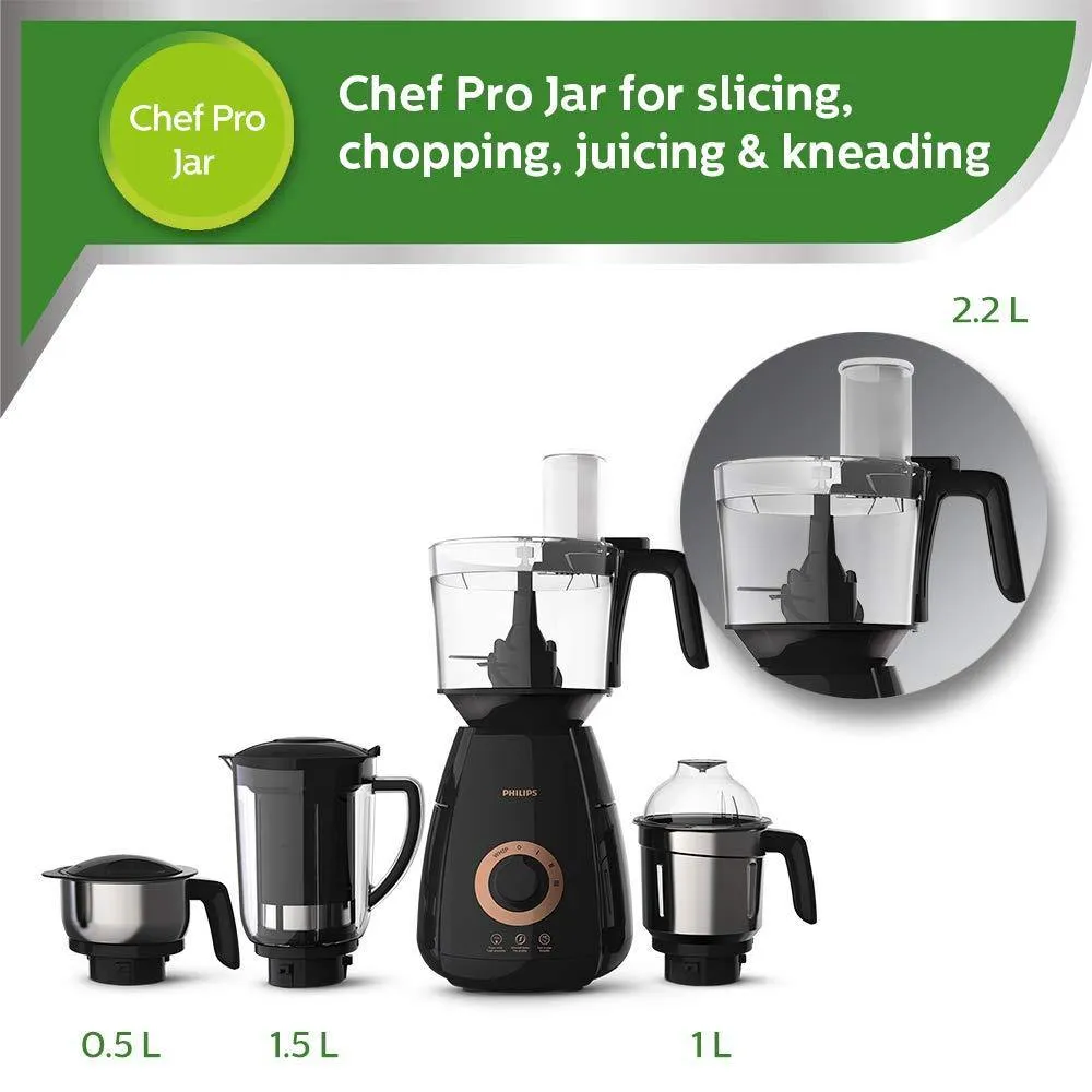 Philips HL7707/00 Mixer Grinder, 750W, 4 Jars (Black)