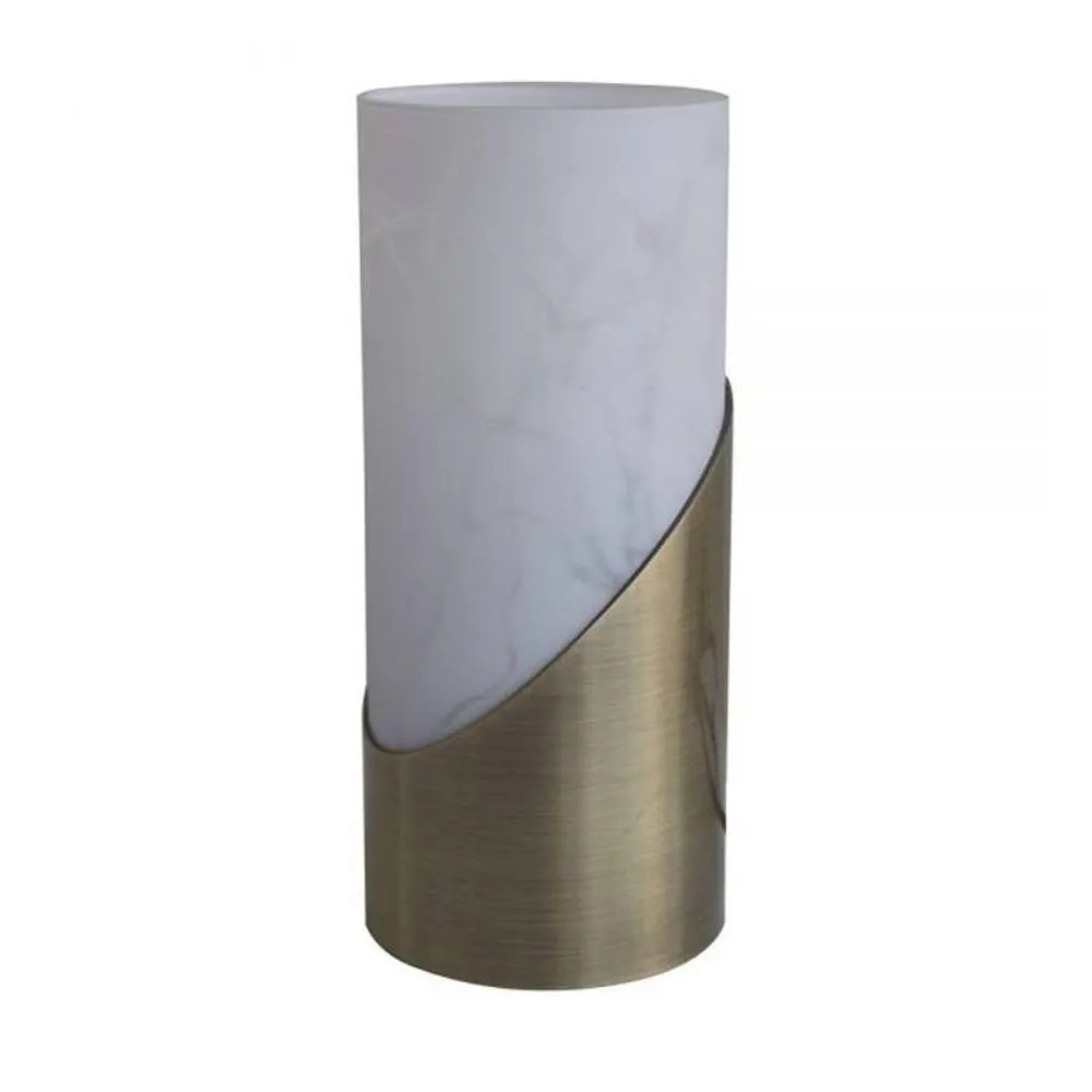 Piper Metal Touch Table Lamp - Antique Brass or Satin Chrome, Frosted Glass Shade, 220mm High, PL0009